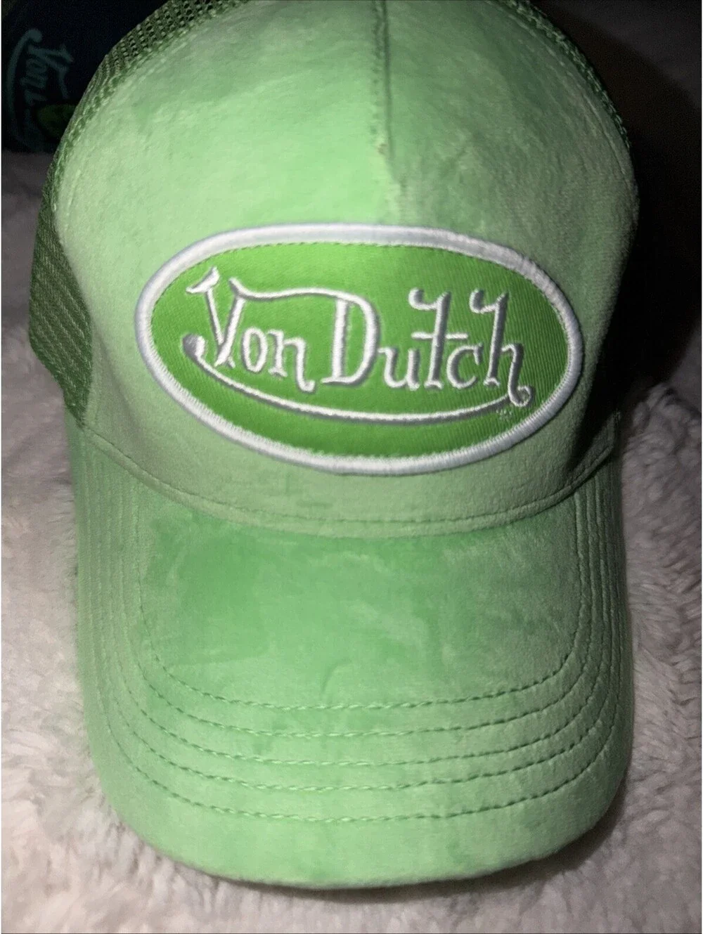 Von Dutch Trucker Hat Lime Velvet